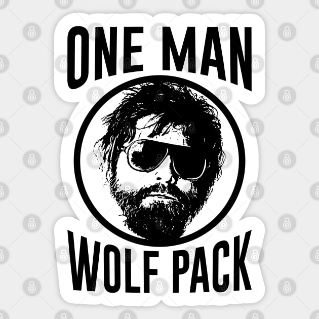 Hangover One Man Wolf Pack Sticker by scribblejuice